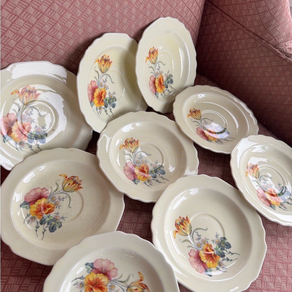 Vintage 1940’s W.S. George Lido floral dish/plate set